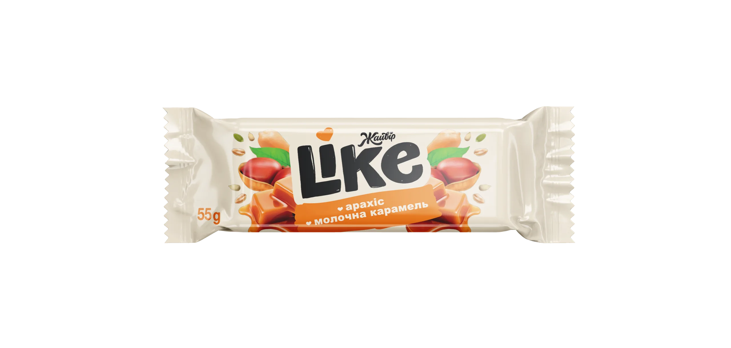 Цукерки Like з арахісом у молочній карамелі — ТМ Жайвір