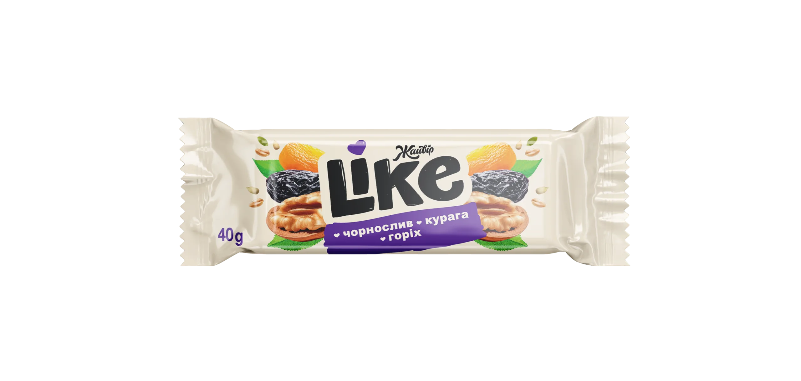 Цукерки Like з волоським горіхом, курагою та чорносливом — ТМ Жайвір